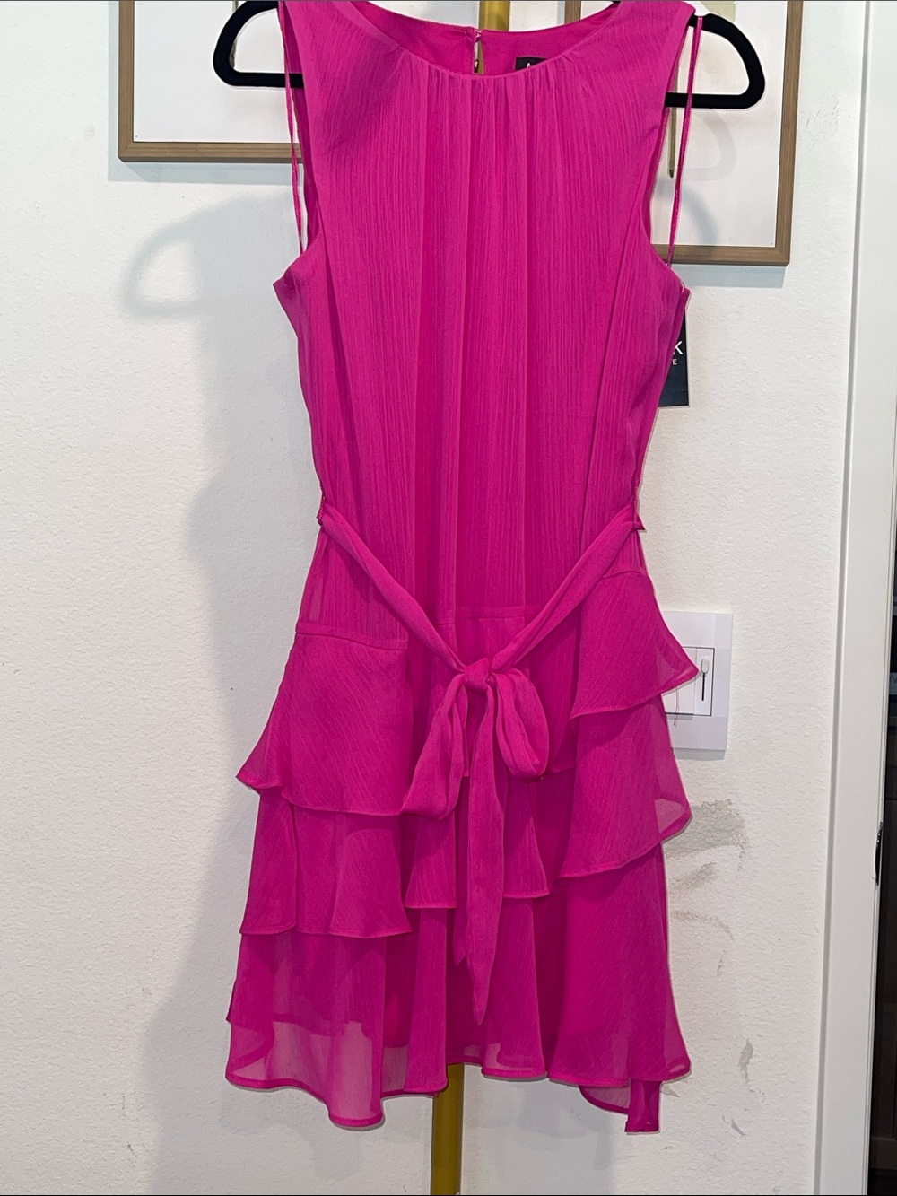 Hot Pink Ruffle Tiered Sleeveless Dress